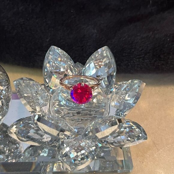 Stunning Volcanic Quartz Solitaire Engagement Ring Vermeil Rose Gold/ Sterling. - Picture 14 of 15